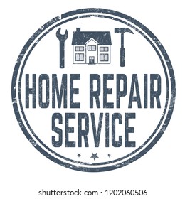 Home repair service sign or stamp on white background, vector illustration