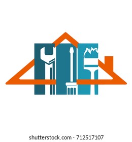 Home Repair Symbol Tool Under Roof Stock Vector (Royalty Free ...