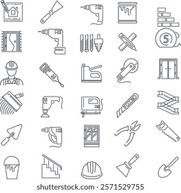 home repair thin line icons set