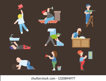 Home repair tiny people vector cartoon 9 illustration