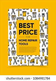Home repair tools design template. Conceptual layout for web and print. Bright and colorful, vector illustration.
