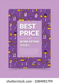 Home repair tools design template. Conceptual layout for web and print. Bright and colorful, vector illustration.