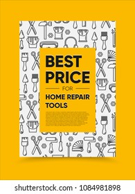 Home repair tools design template. Conceptual layout for web and print. Bright and colorful, vector illustration.