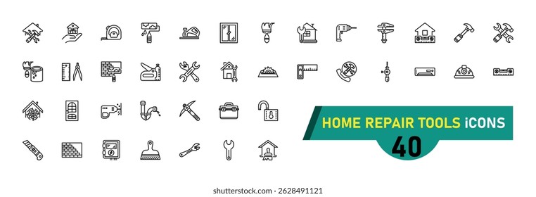 Home Repair Tools icon collection, with editable stroke. Home Repair Tools thin line icon set. Vector illustration.