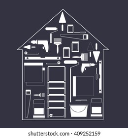  Home repair, tools for home repair. Vector  illustration.