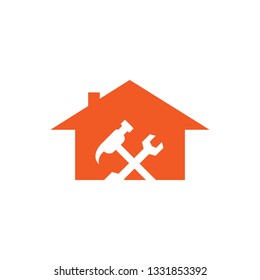 Home repair tools vector logo. House renovation service icon.