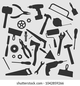 Home Repair Tools Vector Silhouette