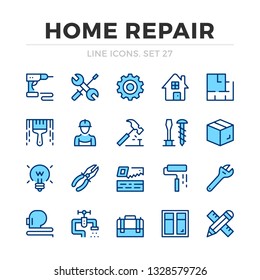 Home repair vector line icons set. Thin line design. Outline graphic elements, simple stroke symbols. Home repair icons