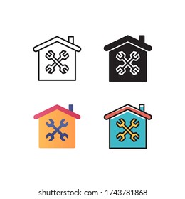 home repairing icon vector with different style design. isolated on white background