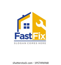 Home Repairing And Maintenance Logo Design.  House Repairing Company Logo Design Template.    