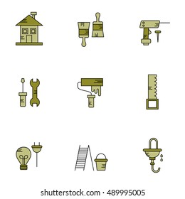  Home repairs, plumbing, electrical - vector icon set 