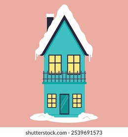 Home Or Residence With Warm Light And Winter Christmas Season