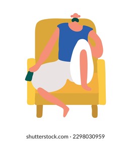 Home rest people composition with isolated free time pose view on blank background vector illustration