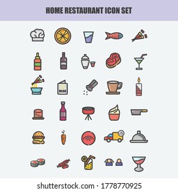 home restaurant icon set images