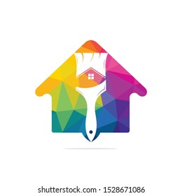 Home restoration vector logo design. Property maintenance and house renovation icon vector. Home paint brush icon.
