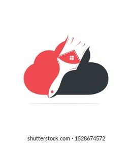 Home restoration vector logo design. Property maintenance and house renovation icon vector. Home paint brush and cloud icon.