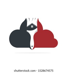 Home restoration vector logo design. Property maintenance and house renovation icon vector. Home paint brush and cloud icon.