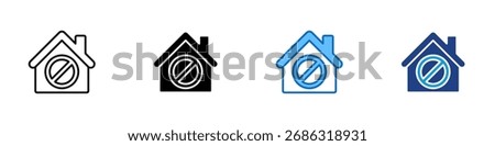 Home Restrict Multiple Style Icon Design Vector - House with a prohibition sign, symbolizing restriction, forbidden property, or no access