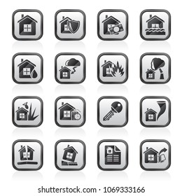 Home risk and insurance icons- vector icon set