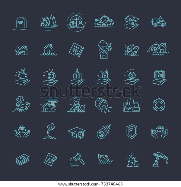 Home risk and
insurance icons- vector icon
set