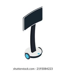 Home robot isometric icon with robotic appliance with screen 3d vector illustration