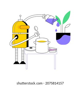 Home Robot Technology Abstract Concept Vector Illustration. Service Robotics, Real Life Robots, Personal Domestic Helper, Automotive Household Chores, Human Effort Replacement Abstract Metaphor.