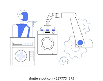 Home robot technology abstract concept vector illustration. Service robotics, real life robots, personal domestic helper, automotive household chores, human effort replacement abstract metaphor.