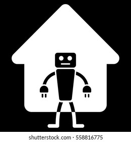 Home Robot vector icon. Flat white symbol. Pictogram is isolated on a black background. Designed for web and software interfaces.