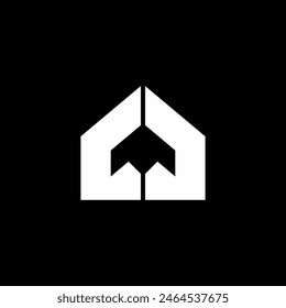 Home and rocket combination logo design.
