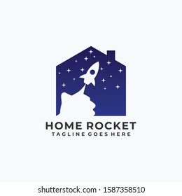 Home Rocket Illustration Vector Template. Suitable for Creative Industry, Multimedia, entertainment, Educations, Shop, and any related business