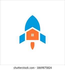 home rocket logo design vector