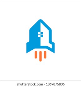 home rocket logo design vector