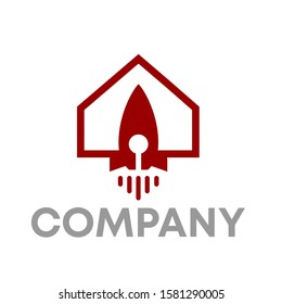 home rocket logo icon design template sign