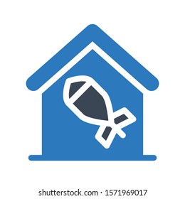 home with rocket vector glyph color icon 