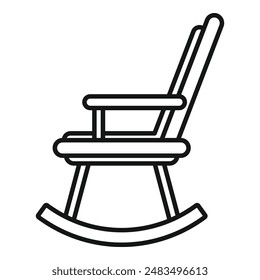 Home rocking chair icon outline vector. Wooden textile material. House relax