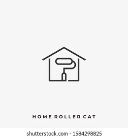 Home Roller Cat Illustration Vector Template. Suitable for Creative Industry, Multimedia, entertainment, Educations, Shop, and any related business