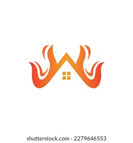 Home roof building fire modern logo