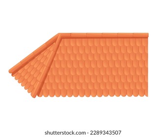 Home roof from red ceramic tiles vector illustration on white background