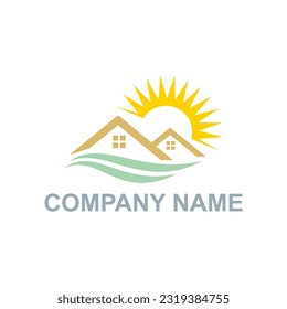 Home roof sun shine natural company logo vector image
