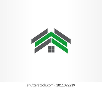 Home roof and window icon concept