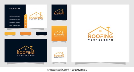 Home roofing logo and business card template