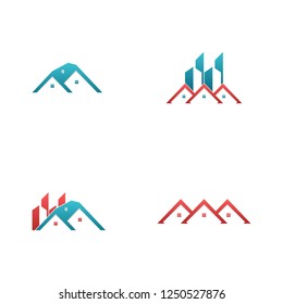 Home Roofing Property Set Idea Creative Abstract Business Logo 
