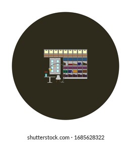 home room with library on white background