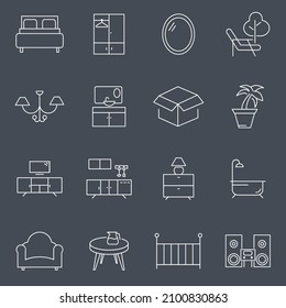 Home Room Types icons set . Home Room Types pack symbol vector elements for infographic web