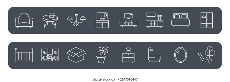 Home Room Types icons set . Home Room Types pack symbol vector elements for infographic web