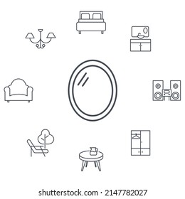 Home Room Types icons set . Home Room Types pack symbol vector elements for infographic web