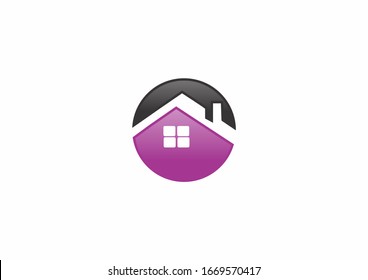 Concepto de diseño del logotipo del vector de círculo circular en casa