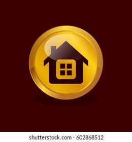 home round gold icon vector logo