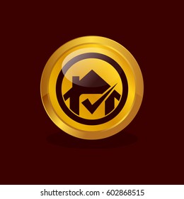 home round gold icon vector logo