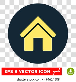 Home round icon. Vector EPS illustration style is flat iconic bicolor symbol, yellow and dark blue colors, transparent background.